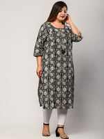Thumbnail for Swasti Women Black Ethnic Motifs Printed Flared Sleeves Floral Kurta