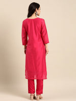 Thumbnail for All About You Ethnic Motifs Embroidered Chanderi Silk Kurta with Trousers - Distacart