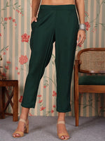 Thumbnail for Ode by House of Pataudi Ethnic Motifs Printed Regular Chanderi Silk Kurta with Trousers - Distacart