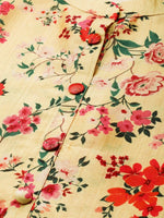 Thumbnail for All About You Women Mustard Yellow & Red Floral Print Chanderi Silk Blend Straight Kurta - Distacart