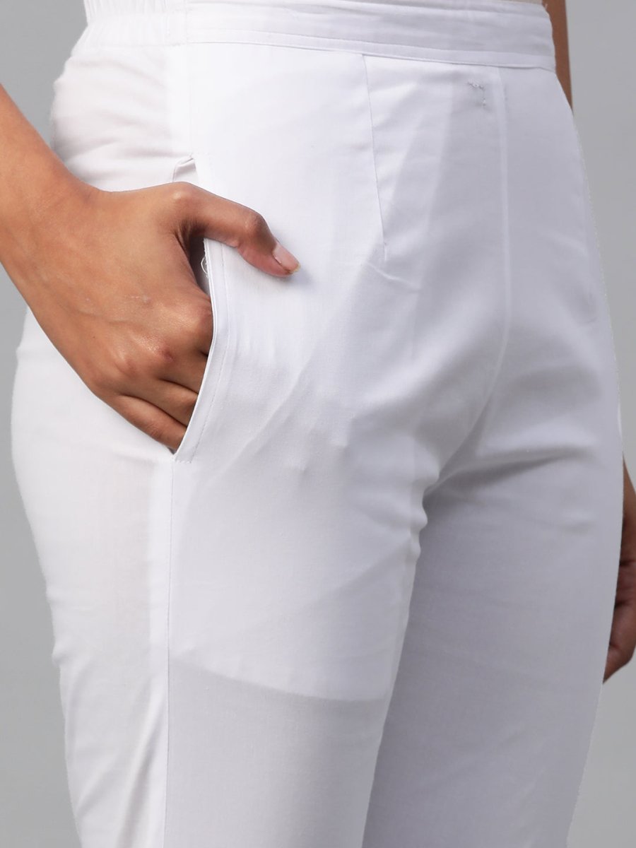 ADA Women Mustard & White Chikankari Embroidered Sustainable Kurta with Trousers & Inner - Distacart
