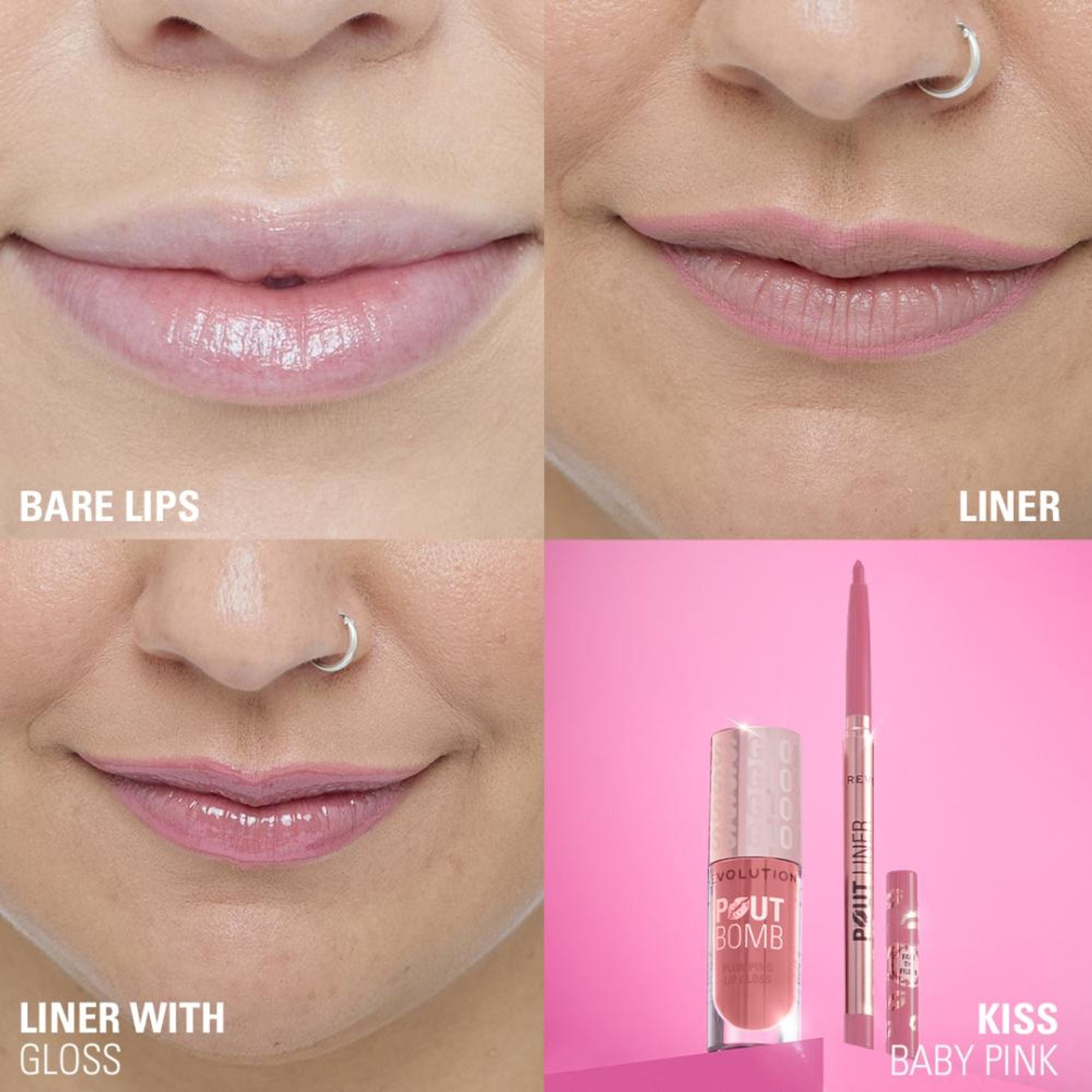 Makeup Revolution Pout Bomb Plumping Lip Liner - Kiss Baby Pink - Distacart