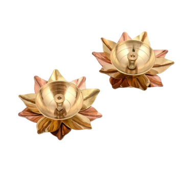 CraftVatika Lotus Shape Decorative Brass Akhand Diya Sets - Dista