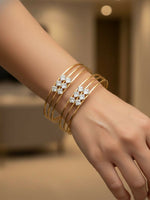 Thumbnail for NVR Women Set of 2 Gold Plated CZ Stone Adjustable Bangle - Distacart