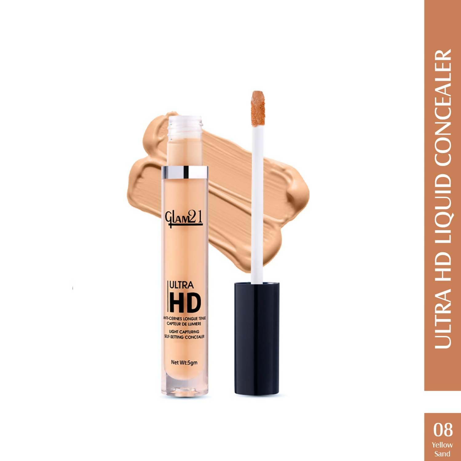 Glam21 Ultra HD Liquid Concealer for HD Finish - Yellow Sand - Distacart