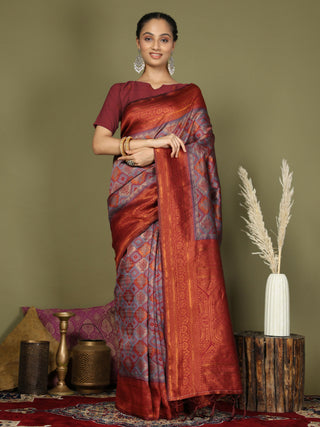 Astita Lichi Silk Grey Saree
