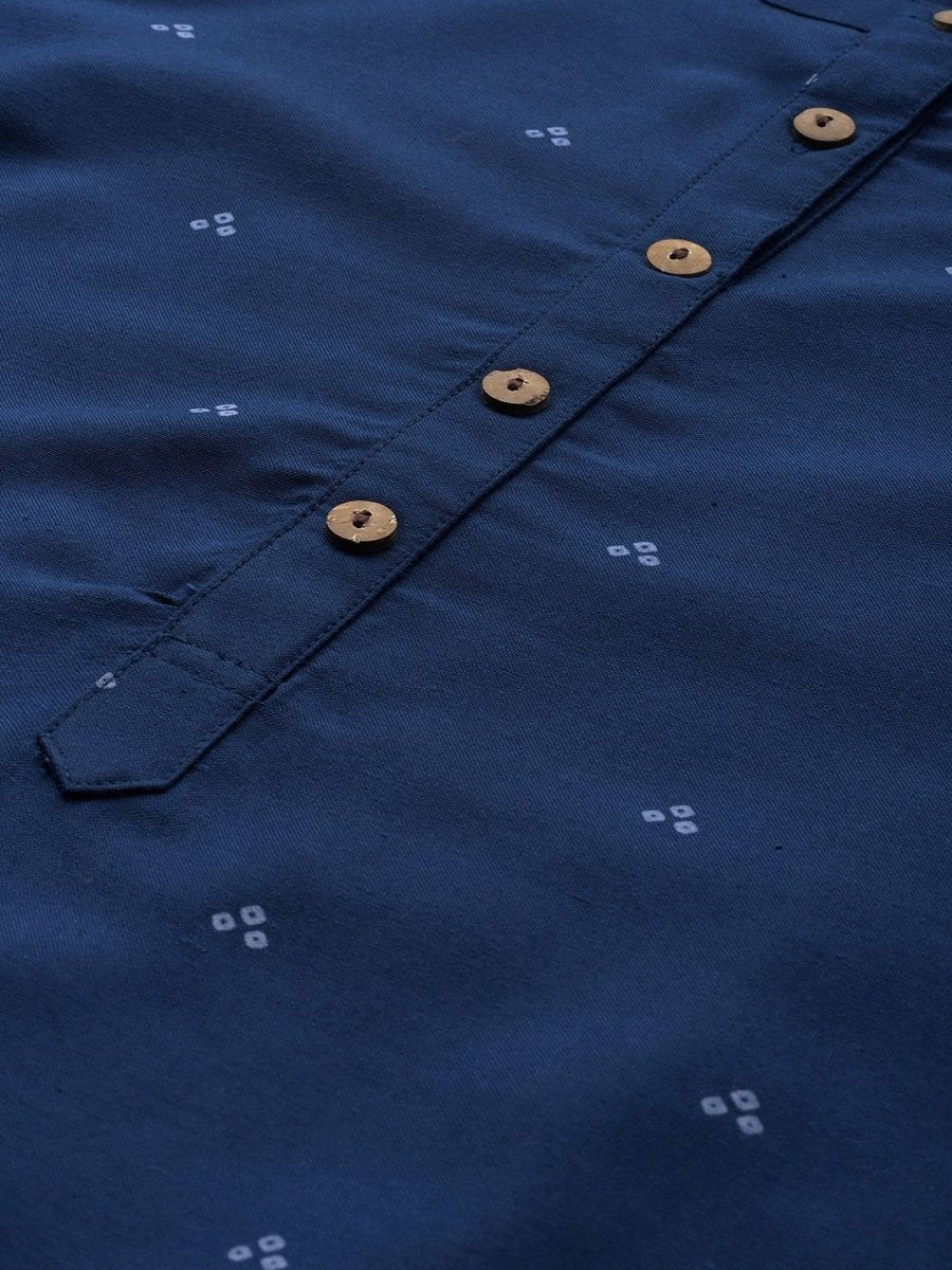 Anouk Women Mandarin Collar Bandhani Printed Indigo Kurta - Distacart