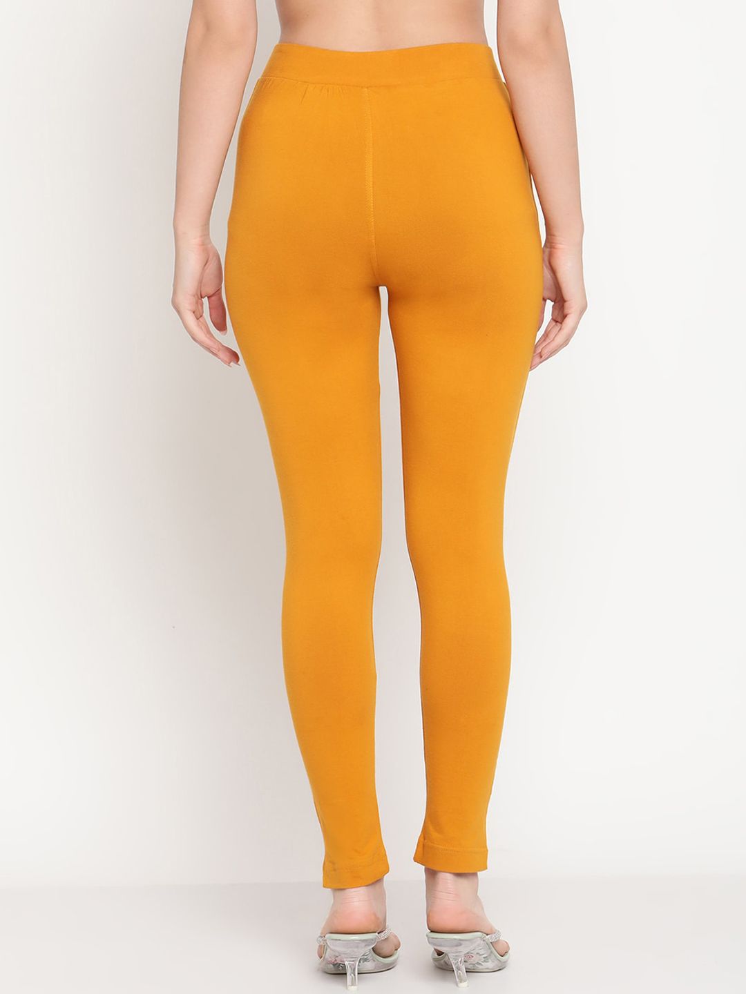 TAG 7 Women Pack of 2 Mustard Yellow & White Solid Leggings - Distacart