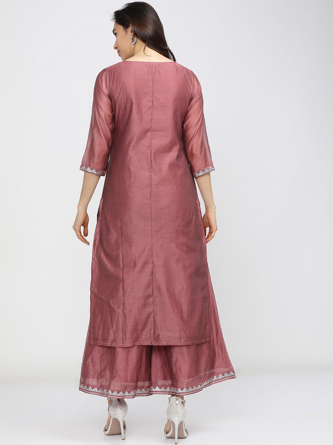 Vishudh Women Pink Regular Kurta with Palazzos & Dupatta