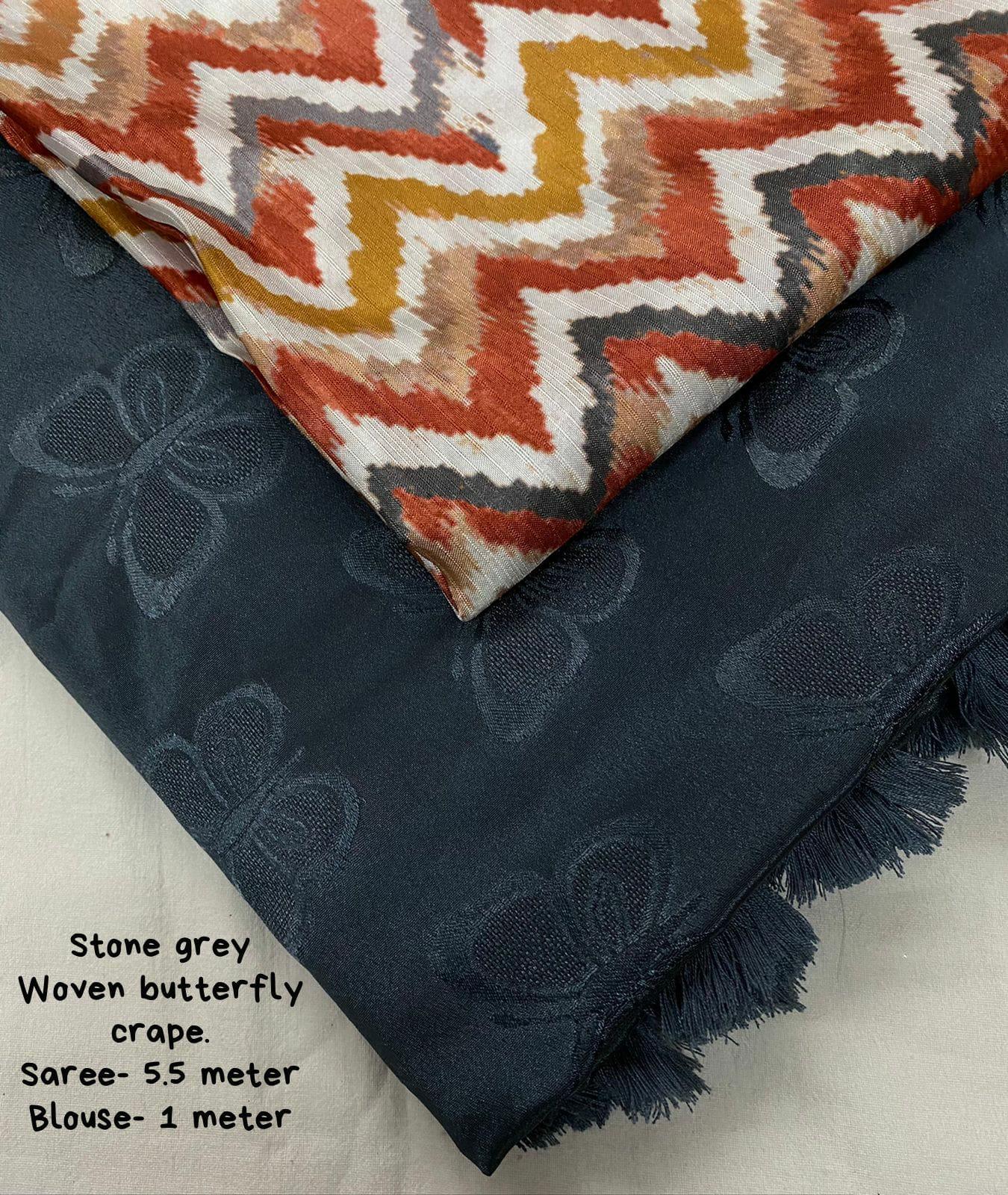 Grey Silk Blend Ethnic Motifs Saree with Unstitched Blouse - Hiral Fashion - Distacart