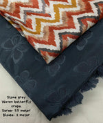 Thumbnail for Grey Silk Blend Ethnic Motifs Saree with Unstitched Blouse - Hiral Fashion - Distacart