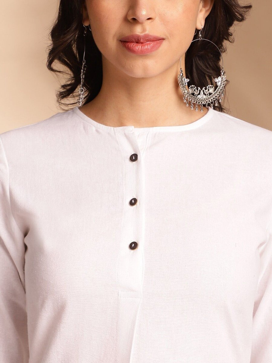 Anouk Pleated Round Neck Round Neck Cotton Kurta with Trousers - Distacart