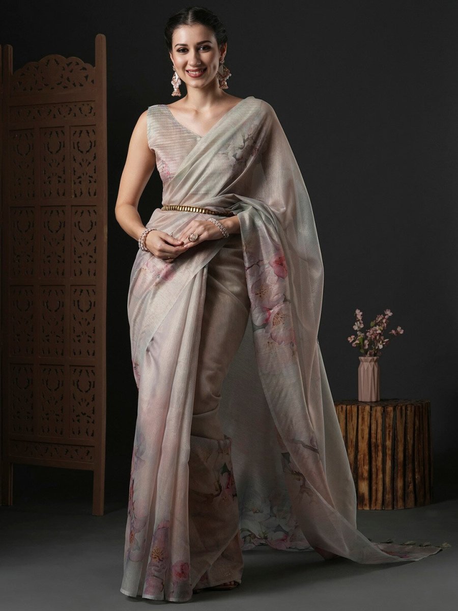 Anouk Floral Printed Organza Saree - Distacart