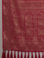 Thumbnail for Anouk Pink & Gold-Toned Woven Design Zari Pure Georgette Kanjeevaram Saree - Distacart