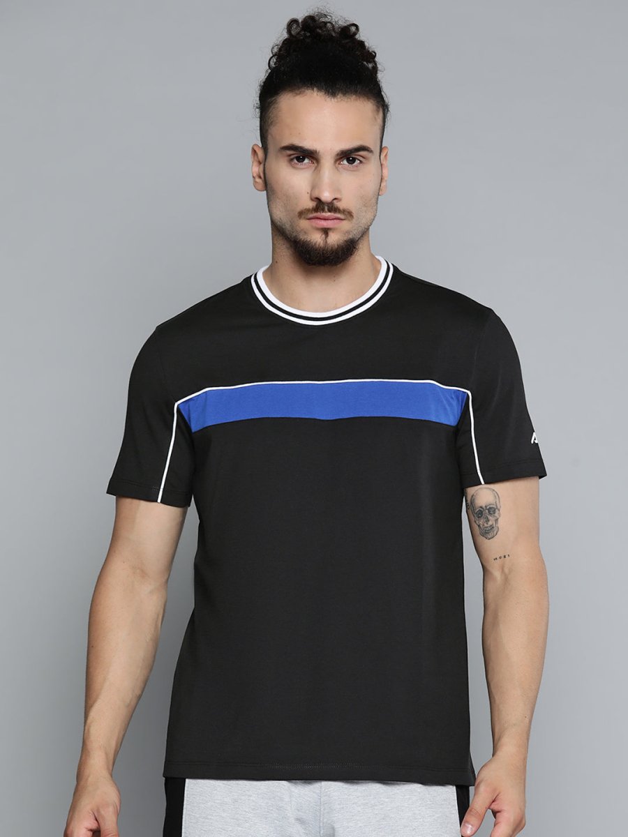 Alcis Men Black Solid Slim Fit Gym T-shirt - Distacart
