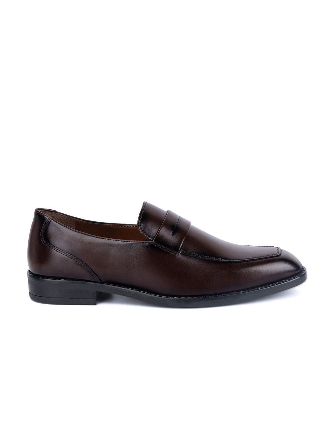 LOUIS STITCH Men Brunette Brown Formal Slip-On Moccasin Shoes