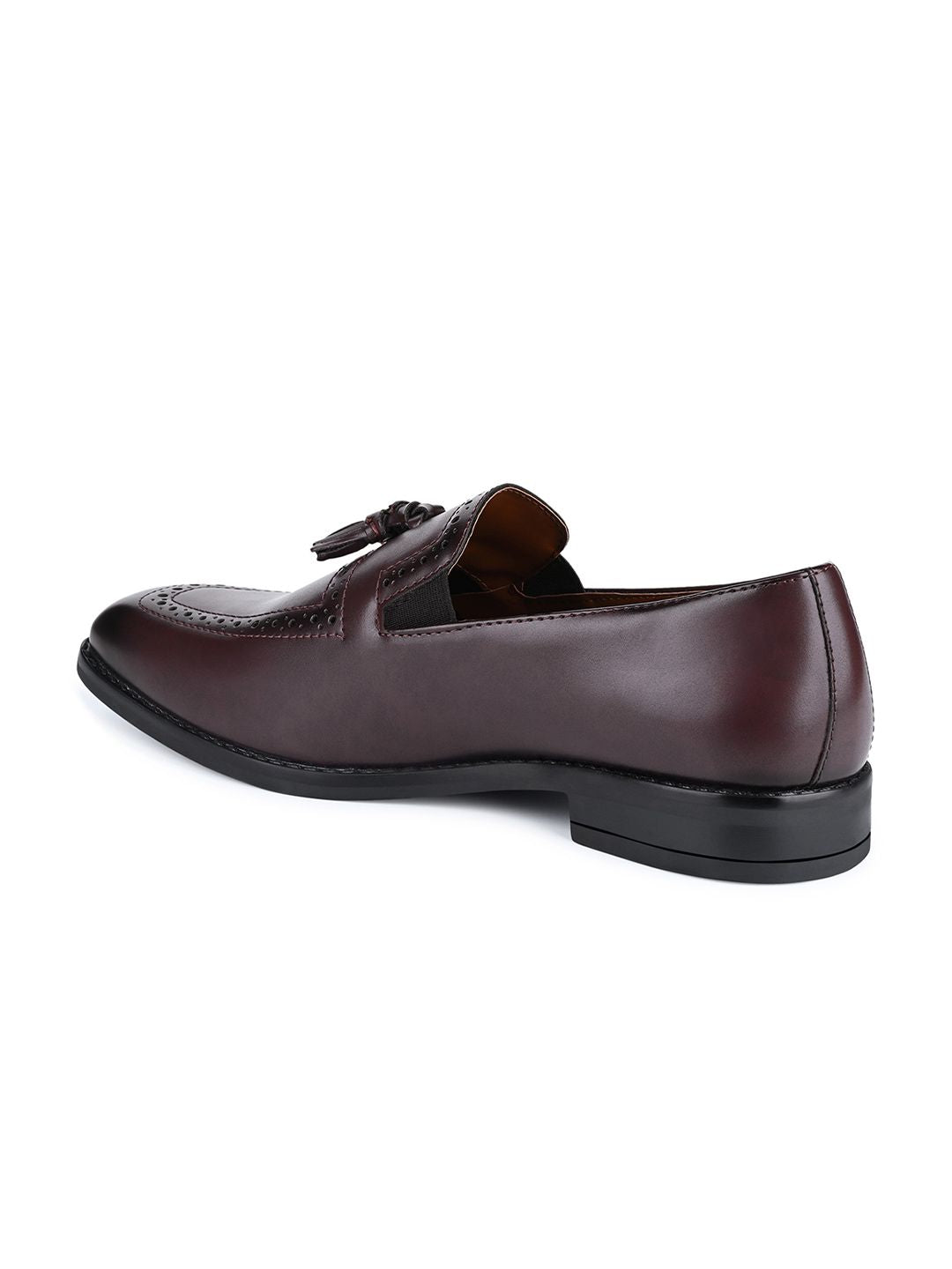 LOUIS STITCH Men Rosewood Formal Slip-On Tassel Moccasin Shoes