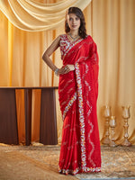 Thumbnail for kasee Ethnic Motifs Kutchi Embroidery Pure Silk Saree - Distacart
