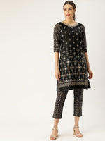 Thumbnail for All About You Women Black & Golden Printed Sequinned Kurta with Trousers - Distacart