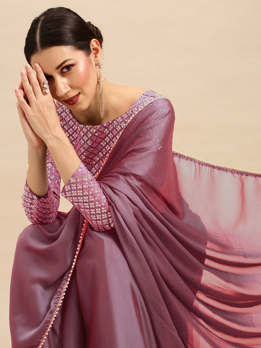 Anouk Beads And Stones Detail Pure Georgette Saree - Distacart