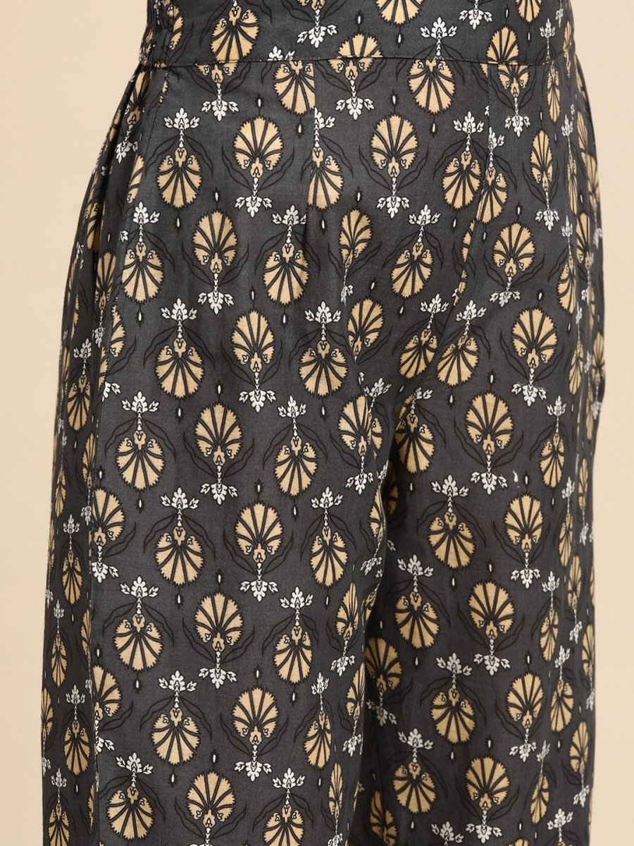 All About You Women Motifs Yoke Design A-Line Kurta with Trousers - Distacart