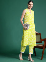 Thumbnail for Indo Era Floral Printed Pure Cotton Kurta with Trousers