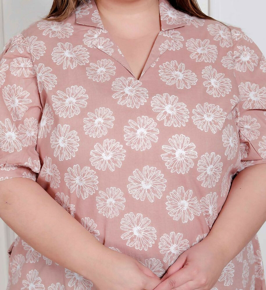 Miravan Plus Size Womens Puff Sleeve Pure Cotton Printed Maxi Dress - Distacart