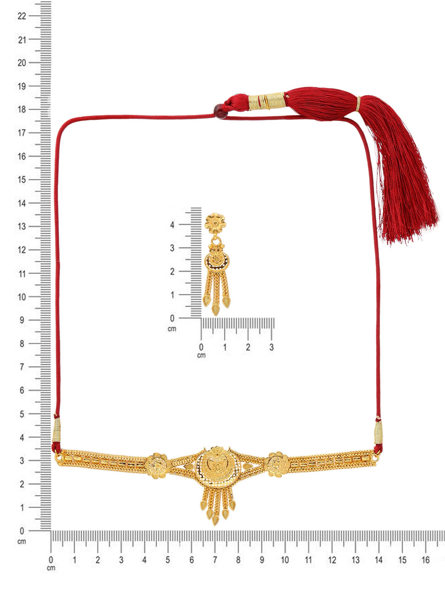 Ruby Raang Golden Choker with Earrings