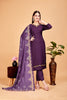 Women's Embroidered Purple Kurta Set with Dupatta Set - A2M - Distacart