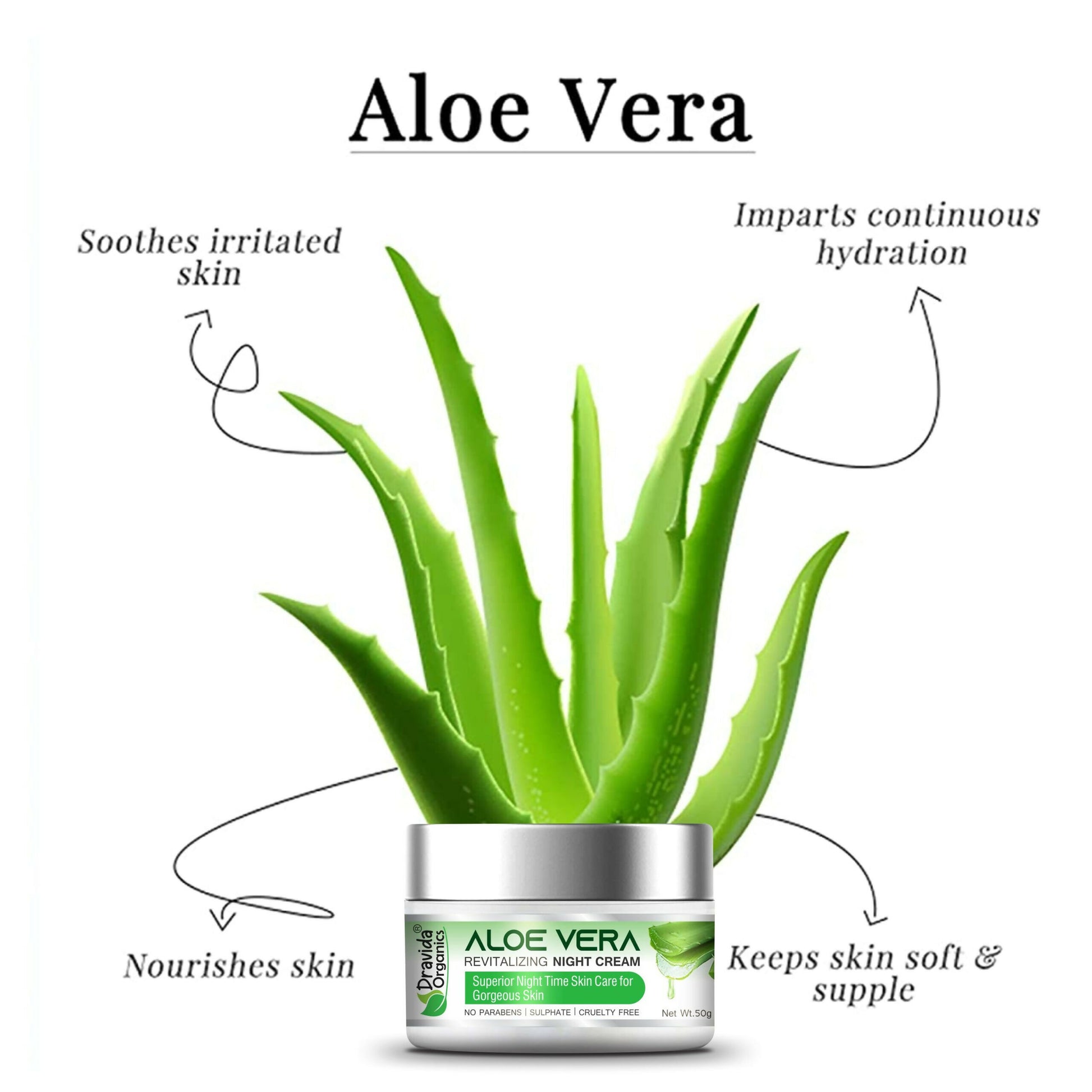Dravida Organics Aloe Vera Revitalizing Night Cream - Dista