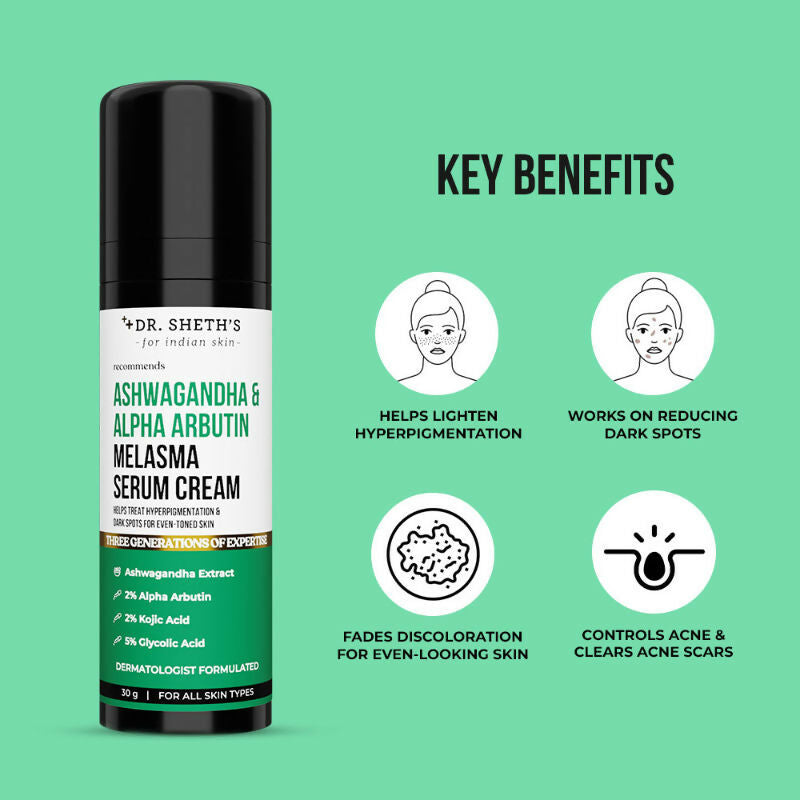 Dr. Sheth's Ashwagandha & Alpha Arbutin Melasma Serum - Distacart