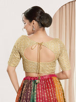 Thumbnail for Joban Fashion Gold Crochet Padded Blouse With Sweetheart Neck Elbow Sleeves - Distacart