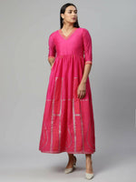 Thumbnail for Ahalyaa Womens Pink Crepe Printed Dress - Distacart