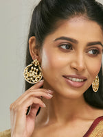 Thumbnail for Nuyug 22K Gold-Plated Elegant Kundan Stone Studded & Pearl Beaded Chandbalis