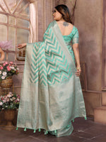 Thumbnail for Aastha Fashion Sea Green Soft Organza Silk Weaving Saree - Distacart