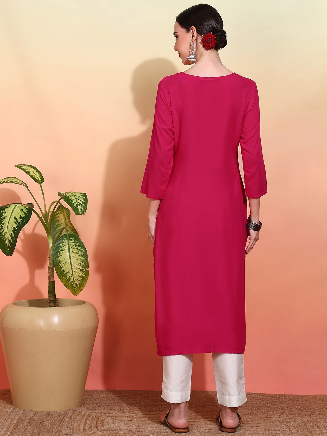 Ode by House of Pataudi Embroidered Straight Kurta - Distacart