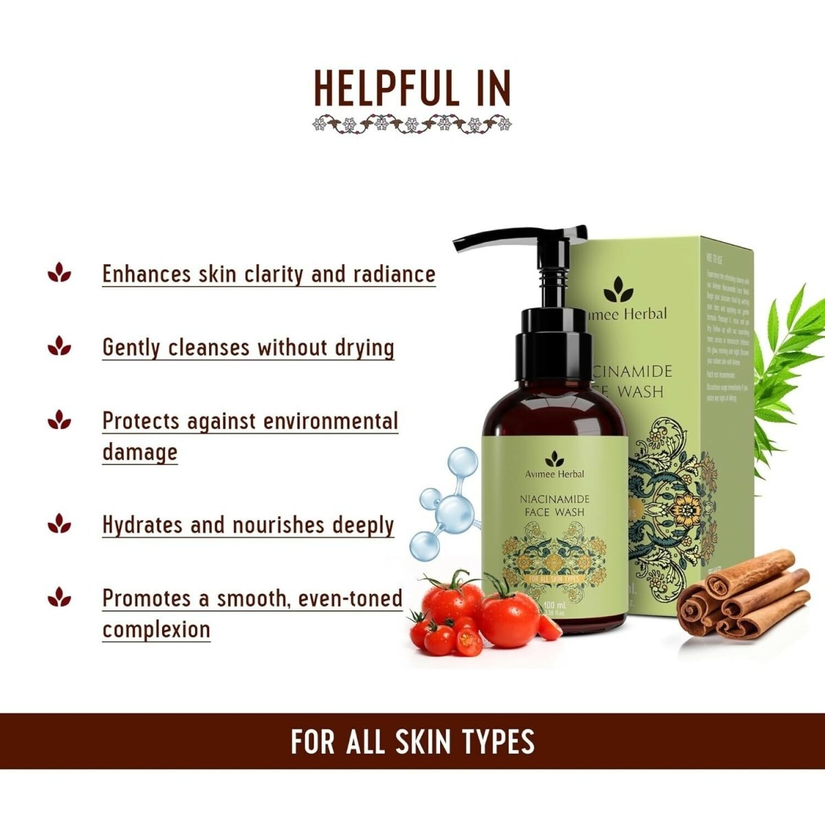 Avimee Herbal Niacinamide Face Wash For Daily Hydration and Nourishment - Distacart