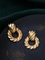 Thumbnail for NVR Women Gold Toned Circular Drop Earrings - Distacart