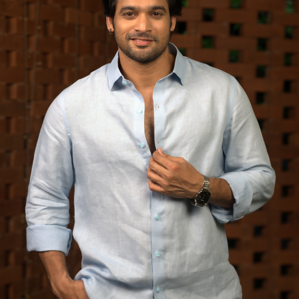 Linen Sky Blue Pearl Drift Shirt By Hilo Design