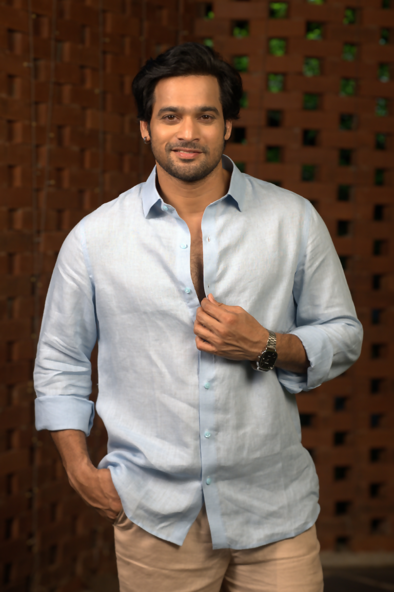 Linen Sky Blue Pearl Drift Shirt By Hilo Design