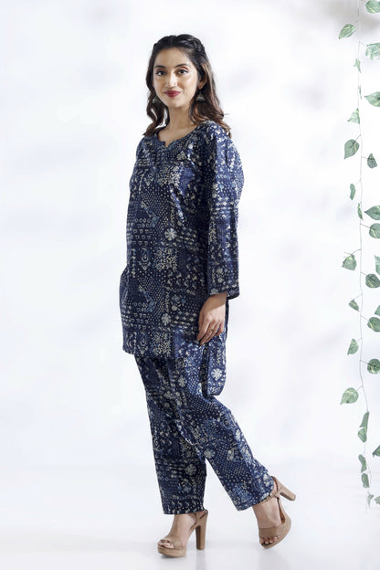 Breathables Abstract Cotton Co-Ord Set – Blue - Dista