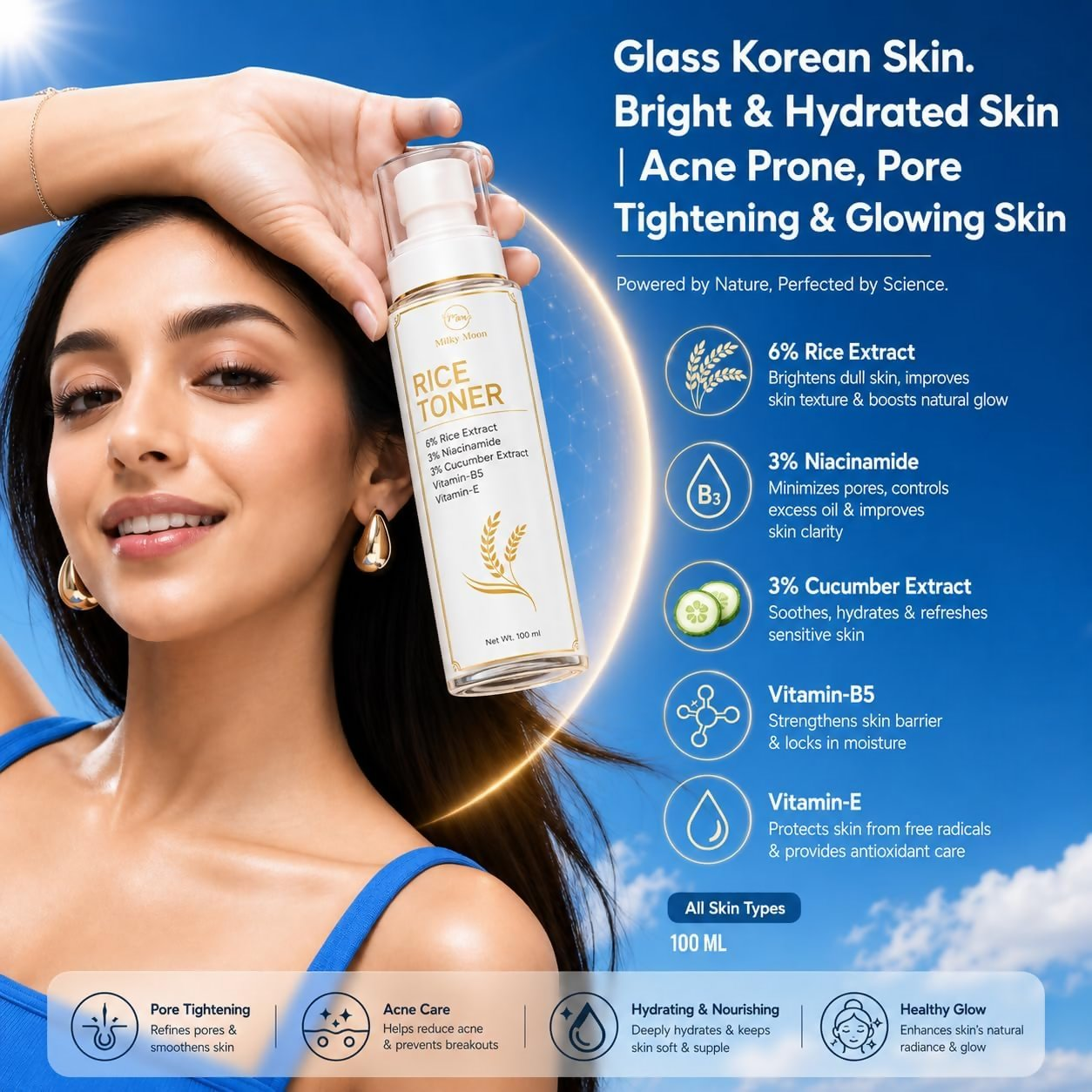 Milky Moon Rice Water Toner With Niacinamide & Cucumber - Dista