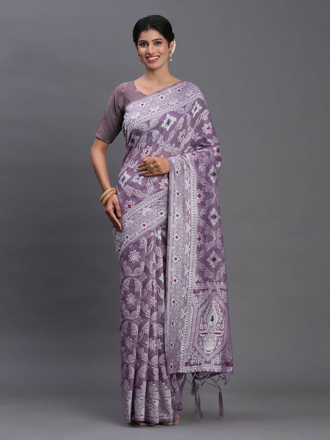 Astita Linen Cotton Violet Saree