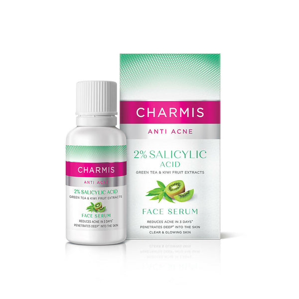 Charmis Anti Acne 2% Salicylic Acid Face Serum with Green Tea & Kiwi Extracts for Clear & Glowing Skin - Distacart