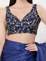Thumbnail for Joban Fashion Navy-Blue Mulberry Silk Sleeveless Back Open Blouse