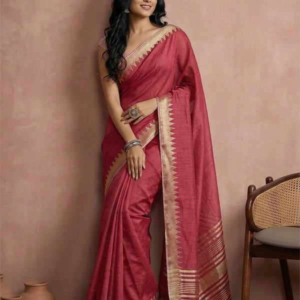 Shree Shyam Fashion Maroon Cotton Saree - Distacart