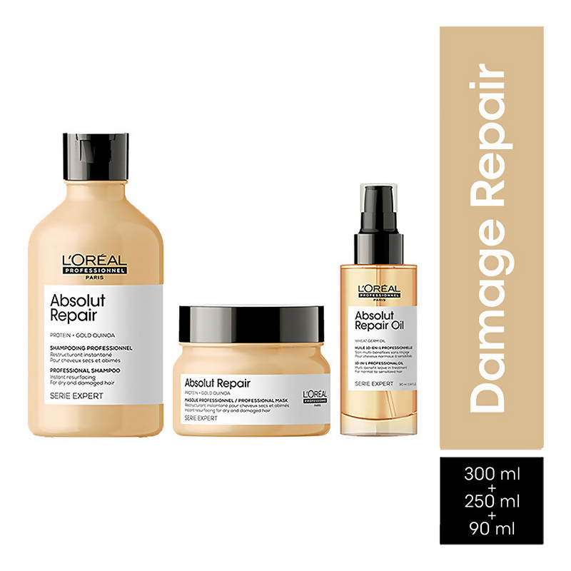 L'Oreal Professionnel Absolut Repair Shampoo, Hair Mask & Hair Serum, Serie Expert - Distacart