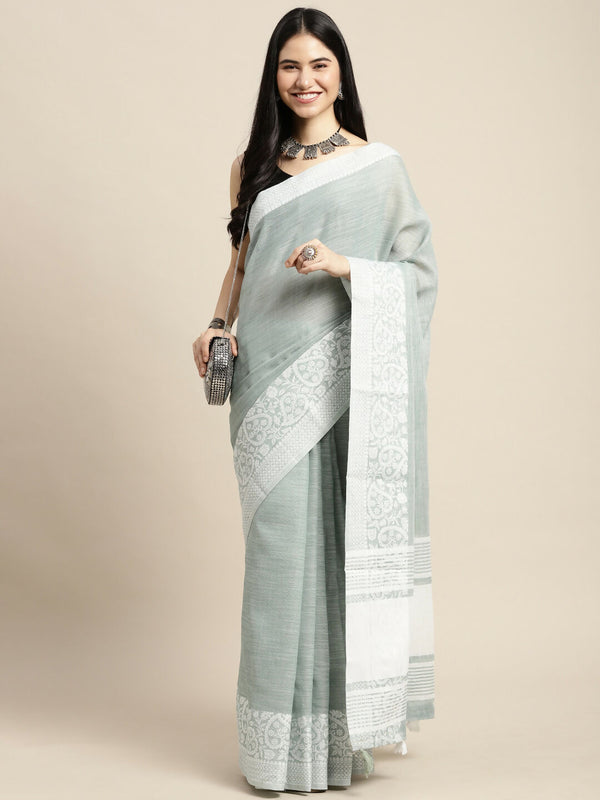Astita Linen Sea Green Saree