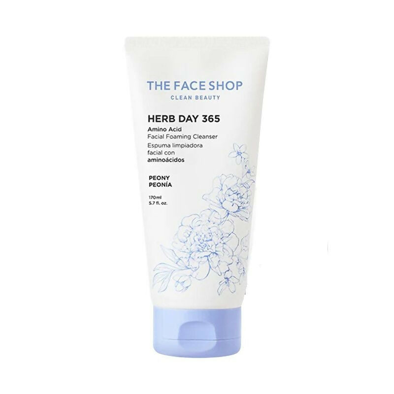 The Face Shop Herb Day Amino Acid Face Wash, Gentle Cleanser that Exfoliates & Brighten Skin - Korean Skincare - Distacart