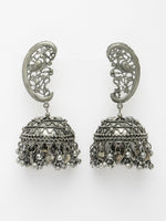 Thumbnail for NVR Women's Silver-Plated Oxidised Dome Shaped Jhumka Earrings - Distacart
